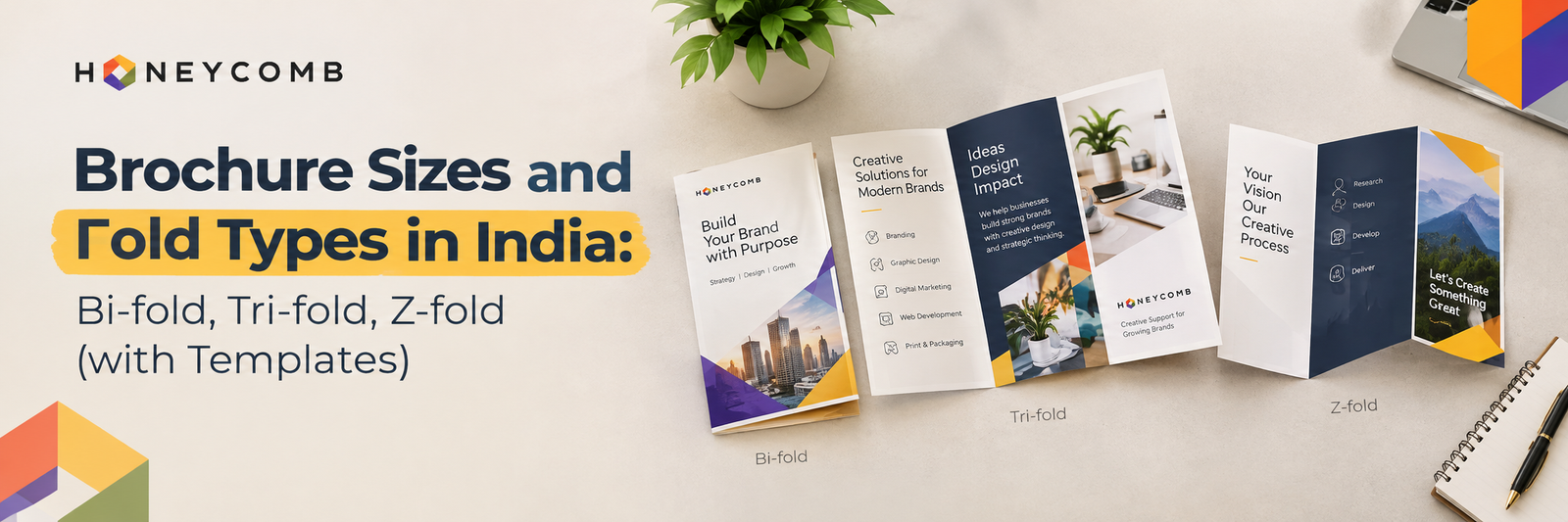 Brochure Sizes and Fold Types in India: Bi-fold, Tri-fold, Z-fold (with Templates)
